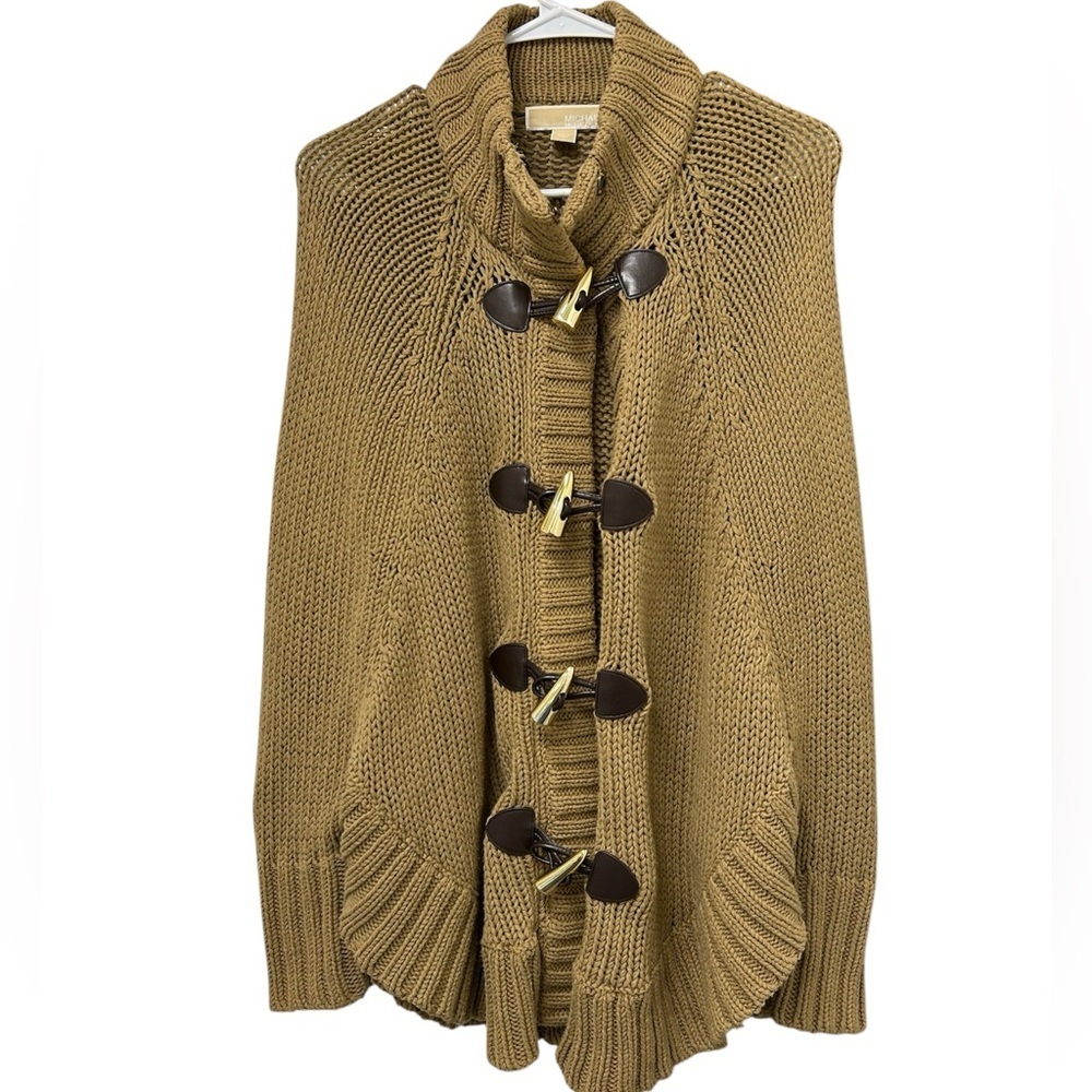 Michael Kors Brown Knit Poncho Sweater Cape Cardigan, Size S - Picture 1 of 9